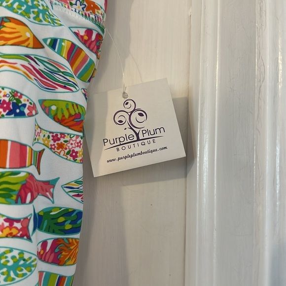 NWT Southwind Apparel Nylon & Spandex White Multi Color Wide Leg Palazzo Pants - Picture 5 of 8